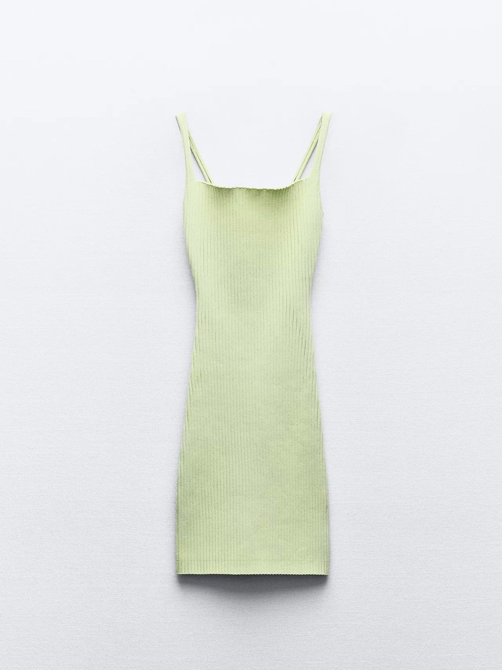 Zara Ribbed Mini Dress in Light Green - worn once